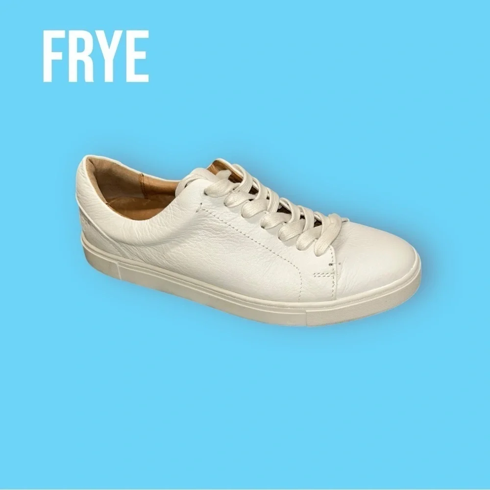 Frye Women's Tumbled Leather Ivy Low Lace Sneakers White Size 9 M